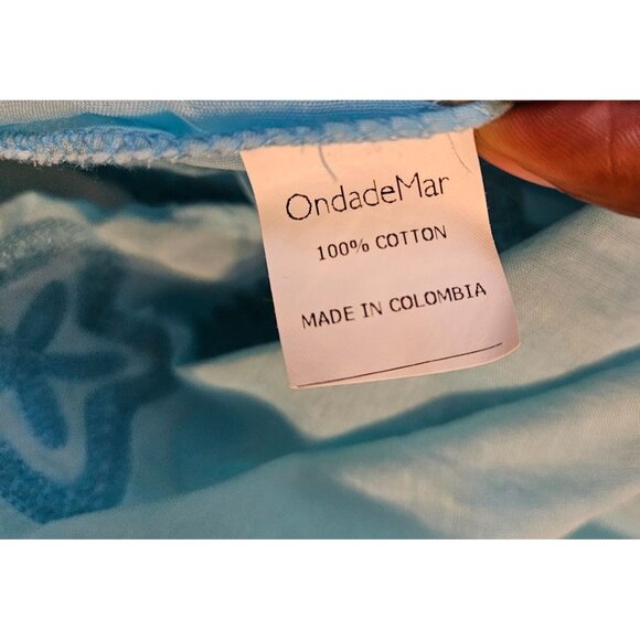 OndadeMar Women's Embroidered Light Blue Tunic Top - S Bell Sleeve Swim Coverup - Picture 11 of 11
